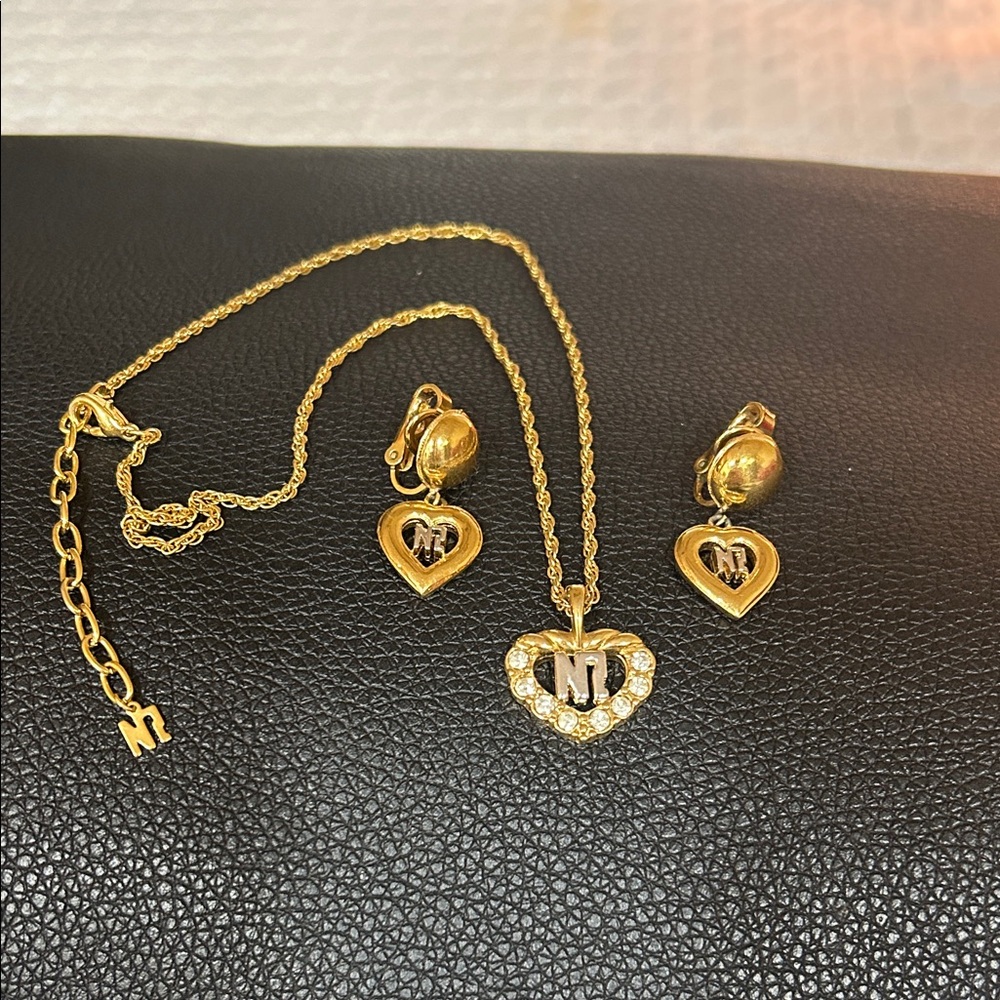 Nina Ricci Heart Necklace and Earrings